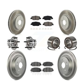 Front Rear Hub Bearing Assembly Coated Disc Brake Rotor And Pad Kit (10Pc) For Honda CR-V KBB-128136