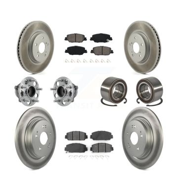 Front Rear Hub Bearing Assembly Coated Disc Brake Rotor And Pad Kit (10Pc) For Honda CR-V KBB-128137