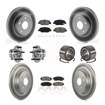 Front Rear Hub Bearing Assembly Coated Disc Brake Rotor And Pad Kit (10Pc) For Honda CR-V KBB-128138