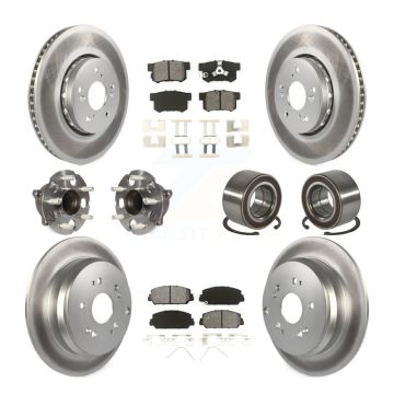 Front Rear Hub Bearing Coated Disc Brake Rotor Pad Kit (10Pc) For 2013-2018 Acura RDX FWD KBB-128140