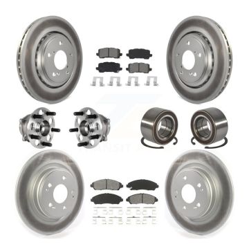 Front Rear Hub Bearing Assembly Coated Disc Brake Rotor And Pads Kit (10Pc) For Acura MDX KBB-128144