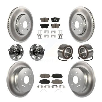Front Rear Hub Bearing Coated Disc Brake Rotor Pad Kit (10Pc) For 2013-2016 Acura RDX AWD KBB-128177