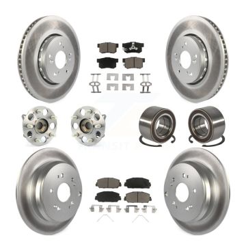Front Rear Hub Bearing Coated Disc Brake Rotor Pad Kit (10Pc) For 2017-2018 Acura RDX AWD KBB-128179
