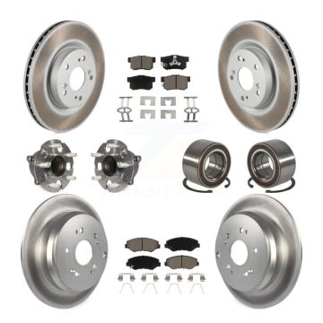 Front Rear Hub Bearing Coated Brake Rotor And Pad Kit (10Pc) For 2012-2016 Honda CR-V FWD KBB-128180