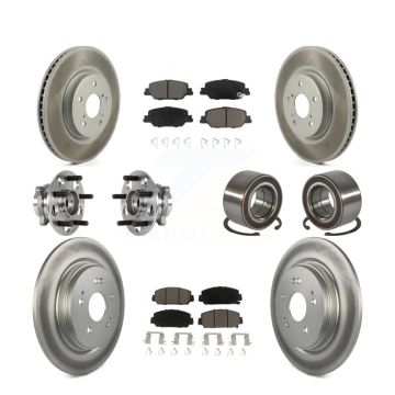 Front Rear Hub Bearing Coated Disc Brake Rotor And Ceramic Pads Kit (10Pc) For Honda CR-V KBB-128183