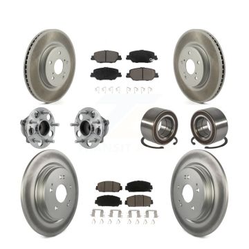 Front Rear Hub Bearing Coated Disc Brake Rotor And Ceramic Pads Kit (10Pc) For Honda CR-V KBB-128184