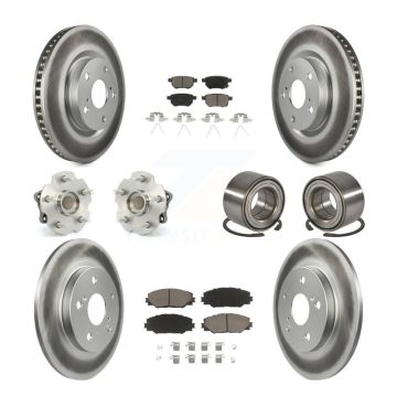 Front Rear Hub Bearing Coated Brake Rotor Pads Kit (10Pc) For 2017-2018 Toyota Corolla iM KBB-128187