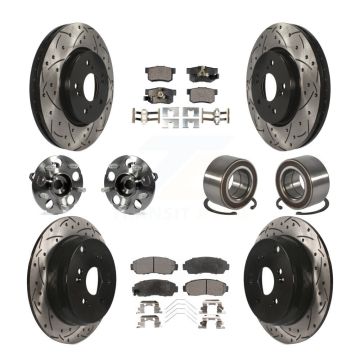 Front Rear Hub Bearing Coated Brake Rotor And Pad Kit (10Pc) For 2012-2016 Honda CR-V AWD KBB-128234
