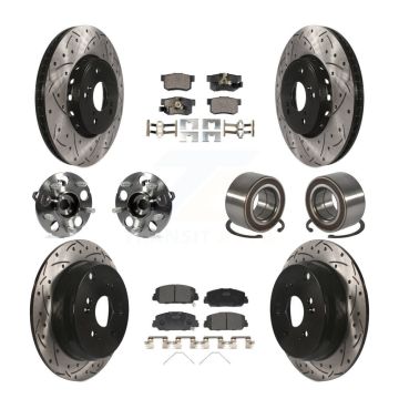Front Rear Hub Bearing Coated Disc Brake Rotor Pad Kit (10Pc) For 2013-2016 Acura RDX AWD KBB-128235