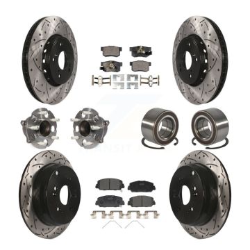 Front Rear Hub Bearing Coated Disc Brake Rotor Pad Kit (10Pc) For 2013-2018 Acura RDX FWD KBB-128236