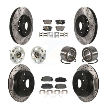 Front Rear Hub Bearing Coated Disc Brake Rotor Pad Kit (10Pc) For 2017-2018 Acura RDX AWD KBB-128238