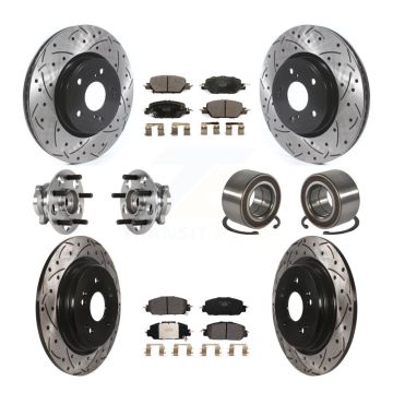 Front Rear Hub Bearing Coated Disc Brake Rotor And Ceramic Pads Kit (10Pc) For Honda CR-V KBB-128240