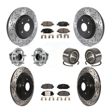 Front Rear Hub Bearing Coated Disc Brake Rotor And Ceramic Pads Kit (10Pc) For Honda CR-V KBB-128241