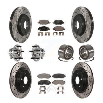 Front Rear Hub Bearing Coated Disc Brake Rotor And Ceramic Pads Kit (10Pc) For Honda CR-V KBB-128242