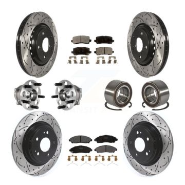 Front Rear Hub Bearing Assembly Coated Disc Brake Rotor And Pads Kit (10Pc) For Acura MDX KBB-128243
