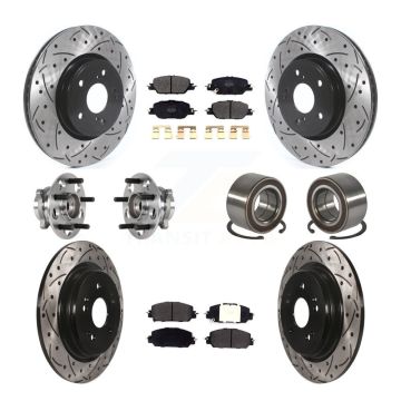 Front Rear Hub Bearing Assembly Coated Disc Brake Rotor And Pad Kit (10Pc) For Honda CR-V KBB-128245