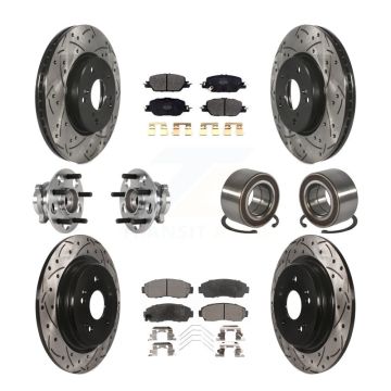 Front Rear Hub Bearing Assembly Coated Disc Brake Rotor And Pad Kit (10Pc) For Honda CR-V KBB-128247