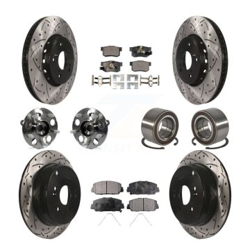 Front Rear Hub Bearing Coated Disc Brake Rotor Pad Kit (10Pc) For 2013-2016 Acura RDX AWD KBB-128249