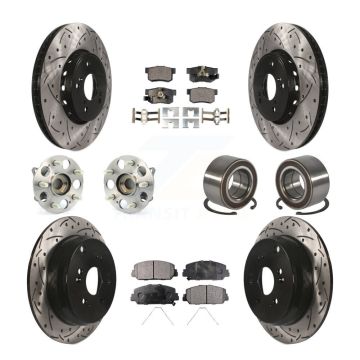 Front Rear Hub Bearing Coated Disc Brake Rotor Pad Kit (10Pc) For 2017-2018 Acura RDX AWD KBB-128251