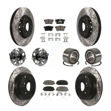 Front Rear Hub Bearing Coated Disc Brake Rotor Pad Kit (10Pc) For 2013-2016 Acura RDX AWD KBB-128252