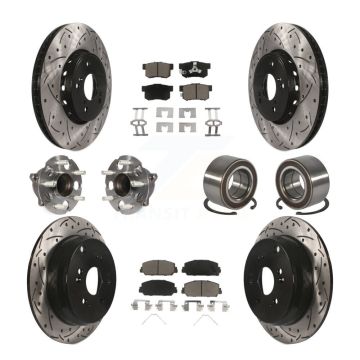 Front Rear Hub Bearing Coated Disc Brake Rotor Pad Kit (10Pc) For 2013-2018 Acura RDX FWD KBB-128253