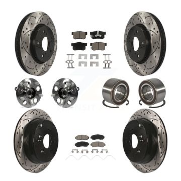Front Rear Hub Bearing Coated Brake Rotor And Pad Kit (10Pc) For 2012-2016 Honda CR-V AWD KBB-128255
