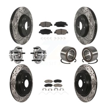 Front Rear Hub Bearing Coated Disc Brake Rotor And Ceramic Pads Kit (10Pc) For Honda CR-V KBB-128256