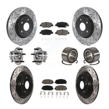 Front Rear Hub Bearing Coated Disc Brake Rotor And Ceramic Pads Kit (10Pc) For Honda CR-V KBB-128257