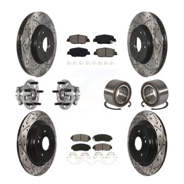 Front Rear Hub Bearing Assembly Coated Disc Brake Rotor And Pad Kit (10Pc) For Honda CR-V KBB-128263