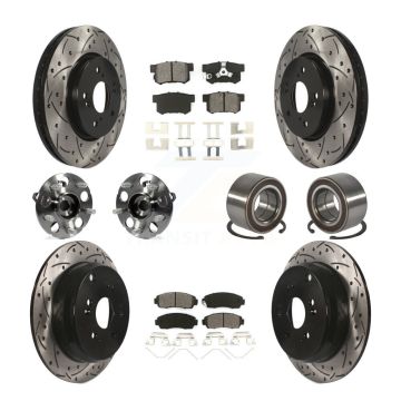 Front Rear Hub Bearing Coated Brake Rotor And Pad Kit (10Pc) For 2012-2016 Honda CR-V AWD KBB-128264