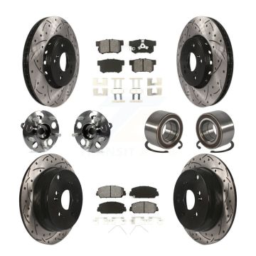 Front Rear Hub Bearing Coated Disc Brake Rotor Pad Kit (10Pc) For 2013-2016 Acura RDX AWD KBB-128265