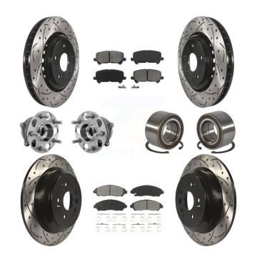 Front Rear Hub Bearing Coated Disc Brake Rotor Pad Kit (10Pc) For 2014-2016 Acura MDX AWD KBB-128268