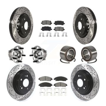 Front Rear Hub Bearing Assembly Coated Disc Brake Rotor And Pads Kit (10Pc) For Acura MDX KBB-128269