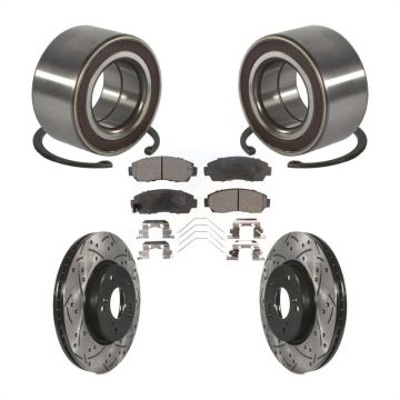 Front Wheel Bearing Coated Drilled Slotted Disc Brake Rotors And Pads Kit For Honda CR-V KBB-128271