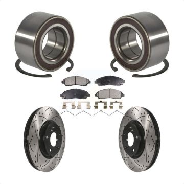 Front Wheel Bearing Coat Drill Slot Brake Rotor Pad Kit For Acura RLX Sport Hybrid SH-AWD KBB-128272
