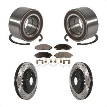Front Wheel Bearing Coated Drilled Slotted Brake Rotor & Pads Kit For 2014-2016 Acura MDX KBB-128275