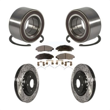 Front Wheel Bearing Coated Drilled Slotted Brake Rotor Pads Kit For Honda Pilot Acura MDX KBB-128276