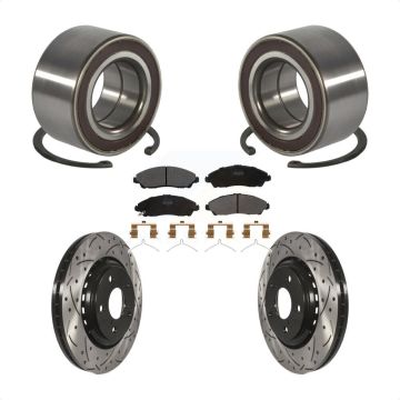 Front Wheel Bearing Coated Drilled Slotted Brake Rotor Pads Kit For Honda Pilot Acura MDX KBB-128282