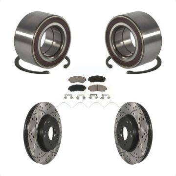 Front Wheel Bearing Coated Drilled Slotted Disc Brake Rotors And Pads Kit For Honda CR-V KBB-128287