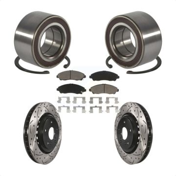Front Wheel Bearing Coated Drilled Slotted Brake Rotor & Pads Kit For 2014-2016 Acura MDX KBB-128289