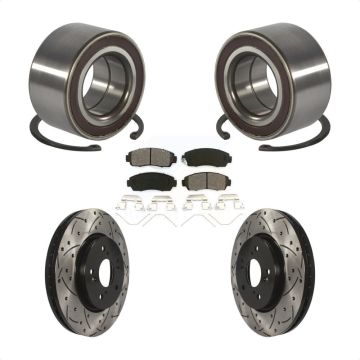 Front Wheel Bearing Coated Drilled Slot Brake Rotor Pads Kit For 2012-2016 Honda CR-V AWD KBB-128291