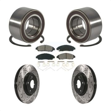Front Wheel Bearing Coat Drill Slot Brake Rotor Pad Kit For Acura RLX Sport Hybrid SH-AWD KBB-128293