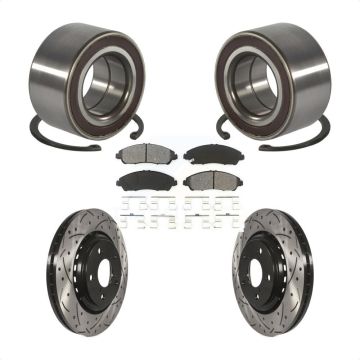 Front Wheel Bearing Coated Drilled Slotted Brake Rotor Pads Kit For Honda Pilot Acura MDX KBB-128295