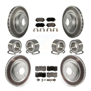 Front Rear Bearing Coated Disc Brake Rotor Pads Kit (10Pc) For 2016 Land Rover Range 3.0L KBB-128299