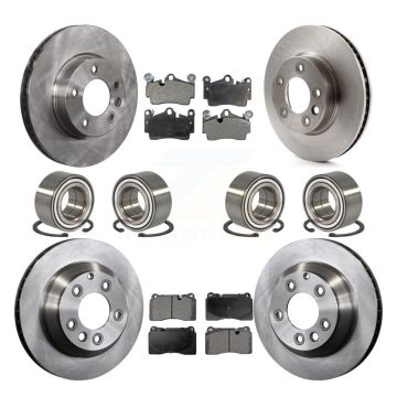 Front Rear Bearings Disc Brake Rotors And Ceramic Pads Kit (10Pc) For Volkswagen Touareg KBB-128306
