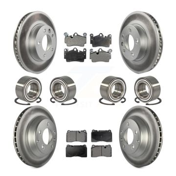 Front Rear Bearings Coated Disc Brake Rotors And Pads Kit (10Pc) For Volkswagen Touareg KBB-128310