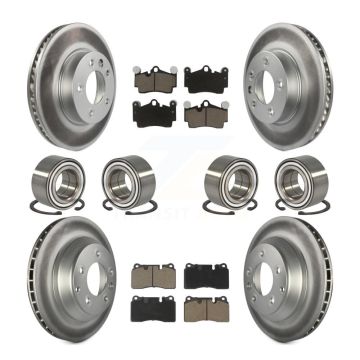 Front Rear Bearings Coated Disc Brake Rotors And Pads Kit (10Pc) For Volkswagen Touareg KBB-128311