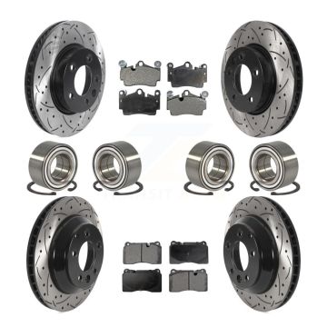 Front Rear Bearings Coated Disc Brake Rotors And Pads Kit (10Pc) For Volkswagen Touareg KBB-128312