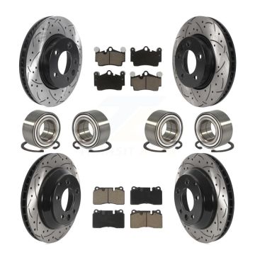 Front Rear Bearings Coated Disc Brake Rotors And Pads Kit (10Pc) For Volkswagen Touareg KBB-128313