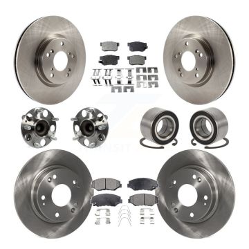 Front Rear Hub Bearings Disc Brake Rotors And Pads Kit (10Pc) For Honda Civic Acura ILX KBB-129103